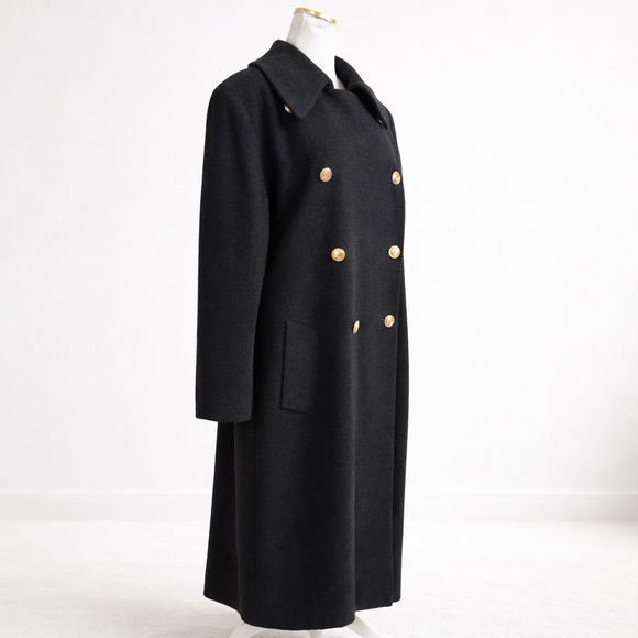 Christian Dior Vintage Military Peacoat Gold Crest Buttons Lambswool L/XL As-Is - Picture 2 of 10
